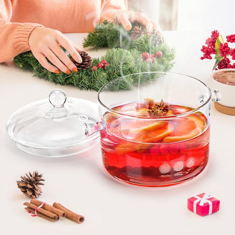 Miecux Glass Cooking Pot - 1.5L/50OZ Glass Saucepan Heat-Resistant Borosilicate Glass Handmade Cookware Set stovetop Pot - Safe for Pasta Noodle, Soup, Milk, Tea,salad (1.5L/50OZ) - Image 3